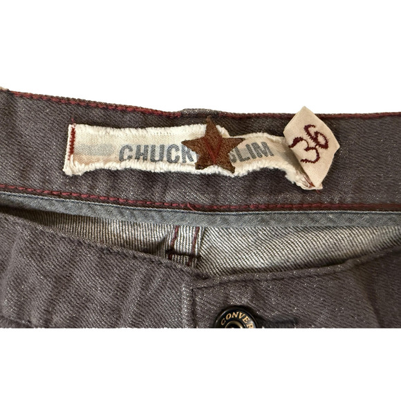 Converse Jeans Mens 36 Gray Chuck Slim Denim 5 Pocket Slim Fit Star Rivet Twill - Picture 3 of 9